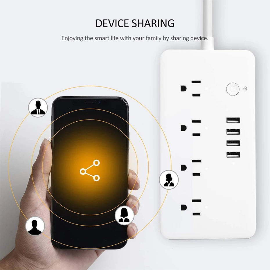 Smart WiFi Power Strip with 4 Plugs & 4 USB