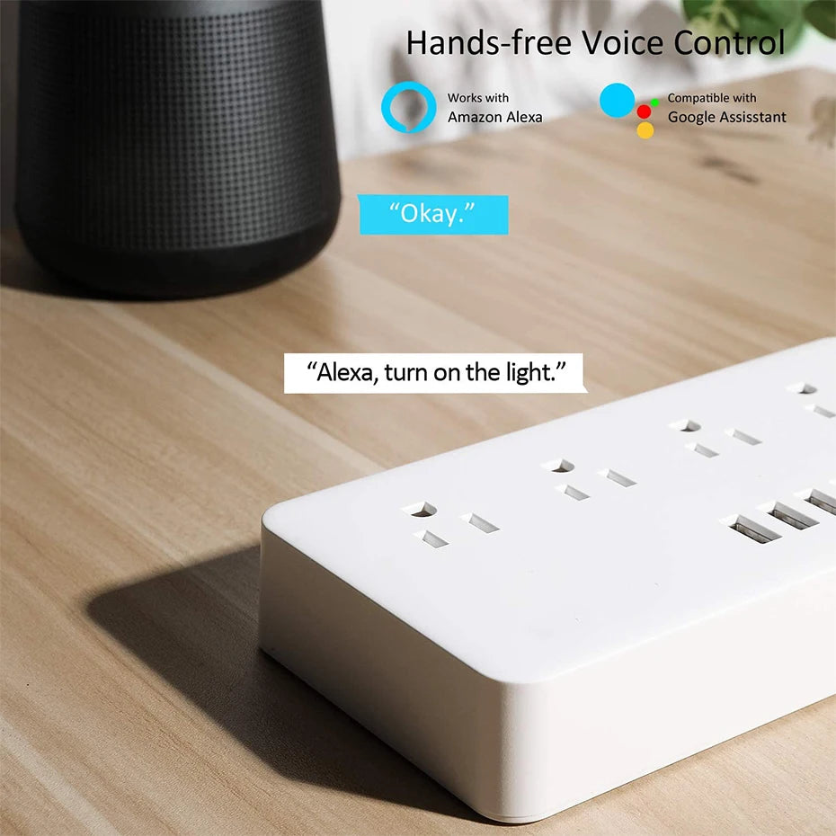 Smart WiFi Power Strip with 4 Plugs & 4 USB