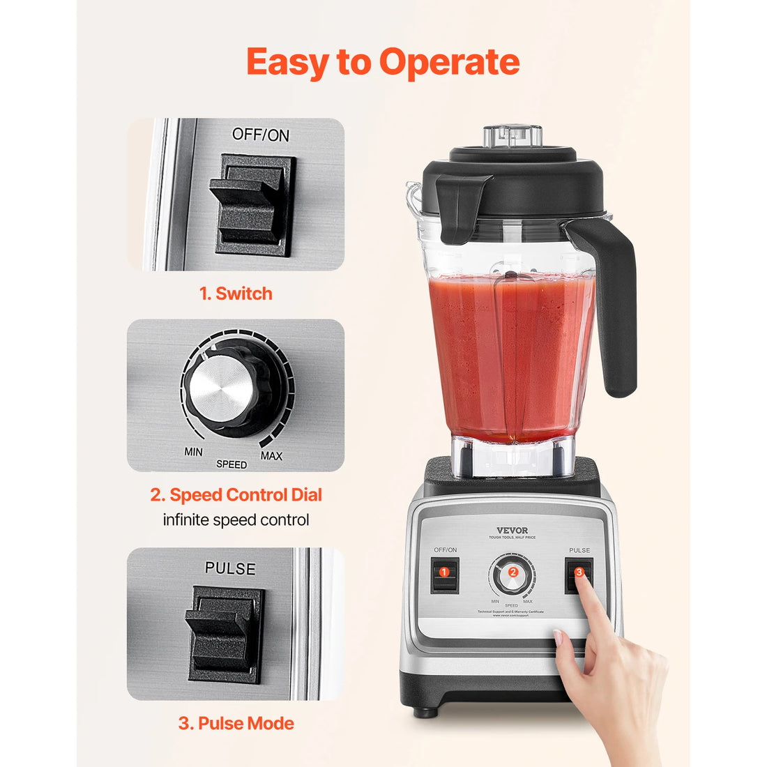 VEVOR 1400W Professional Kitchen Blender