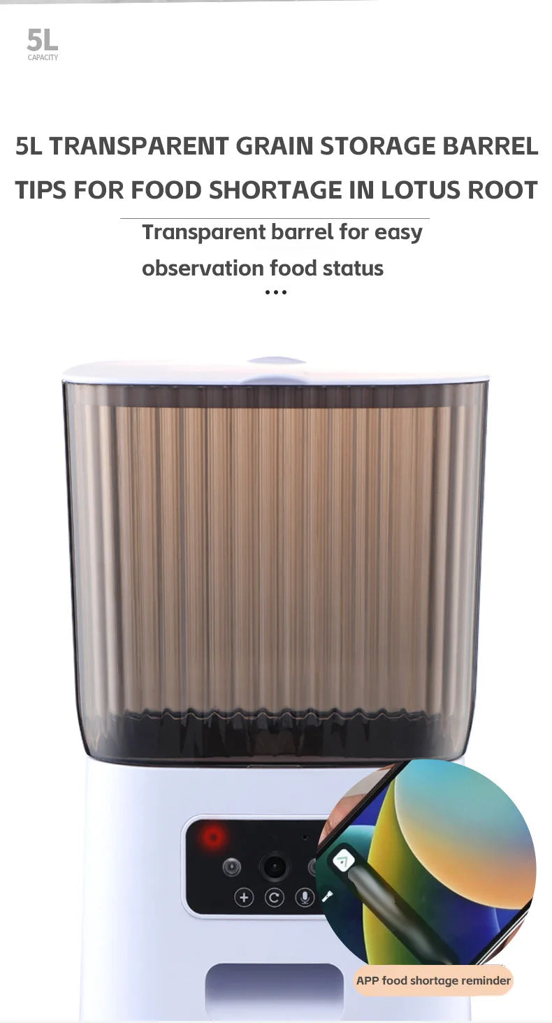 5L Smart Cat Feeder with Camera & Double Bowls