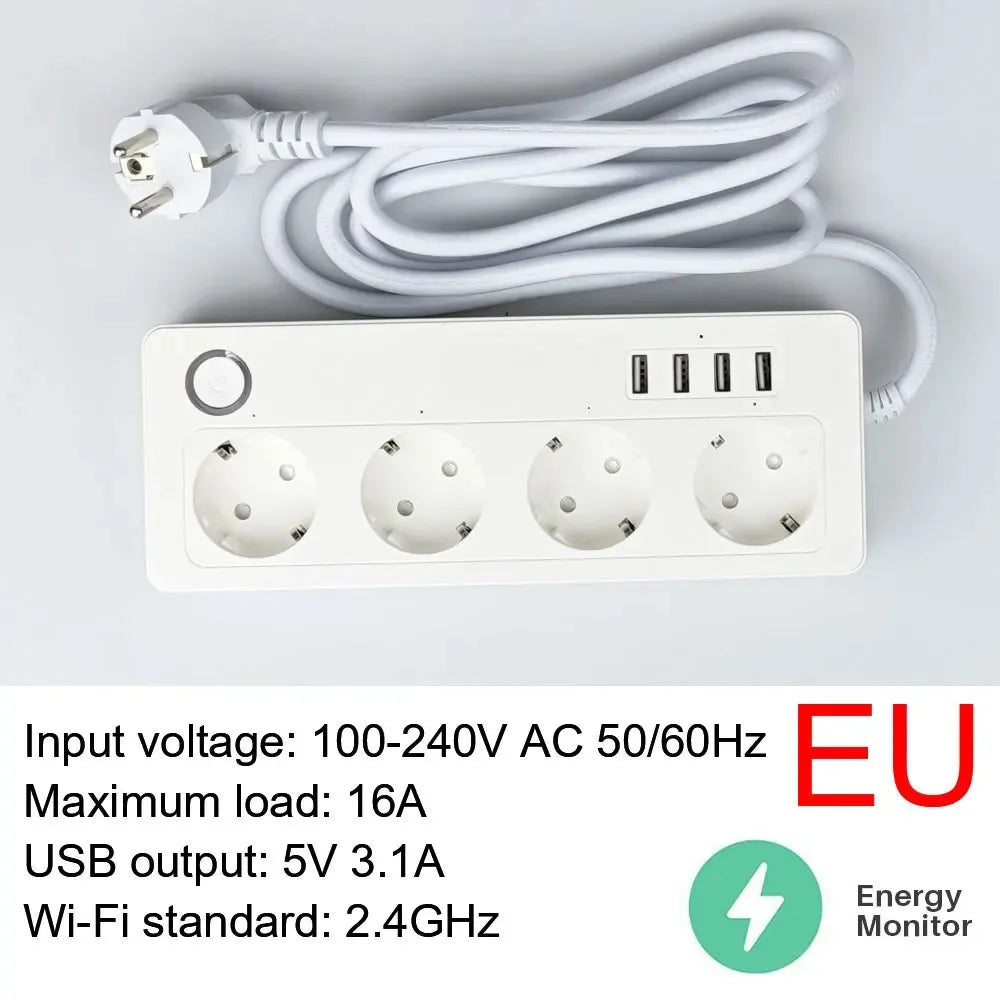Smart WiFi Power Strip with 4 Plugs & 4 USB