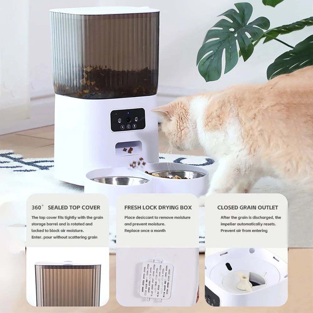 5L Smart Cat Feeder with Camera & Double Bowls
