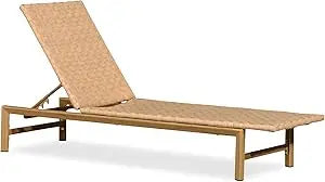 Outdoor Rattan Chaise Lounge Adjustable Recliner