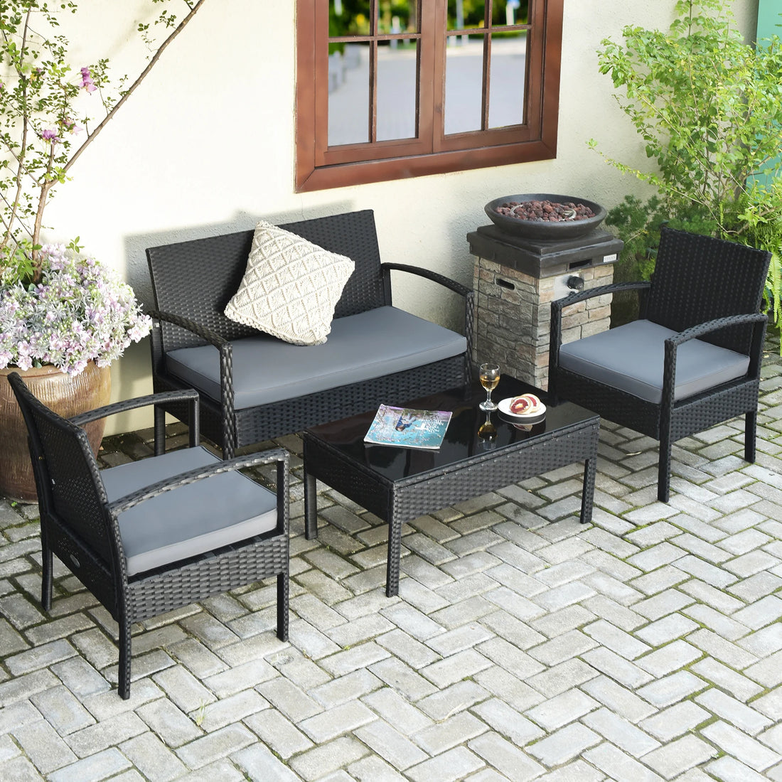 4PCS Patio Rattan Furniture Set – Garden Deck Set