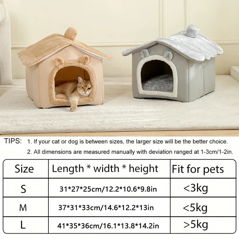 Foldable Washable Pet House Bed