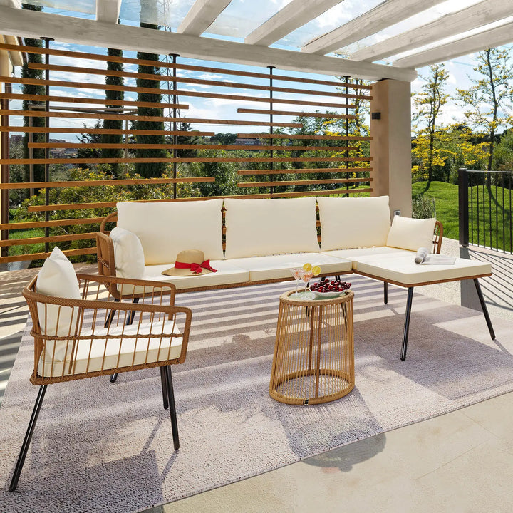 3PC Rattan Patio Furniture Set with Cushions