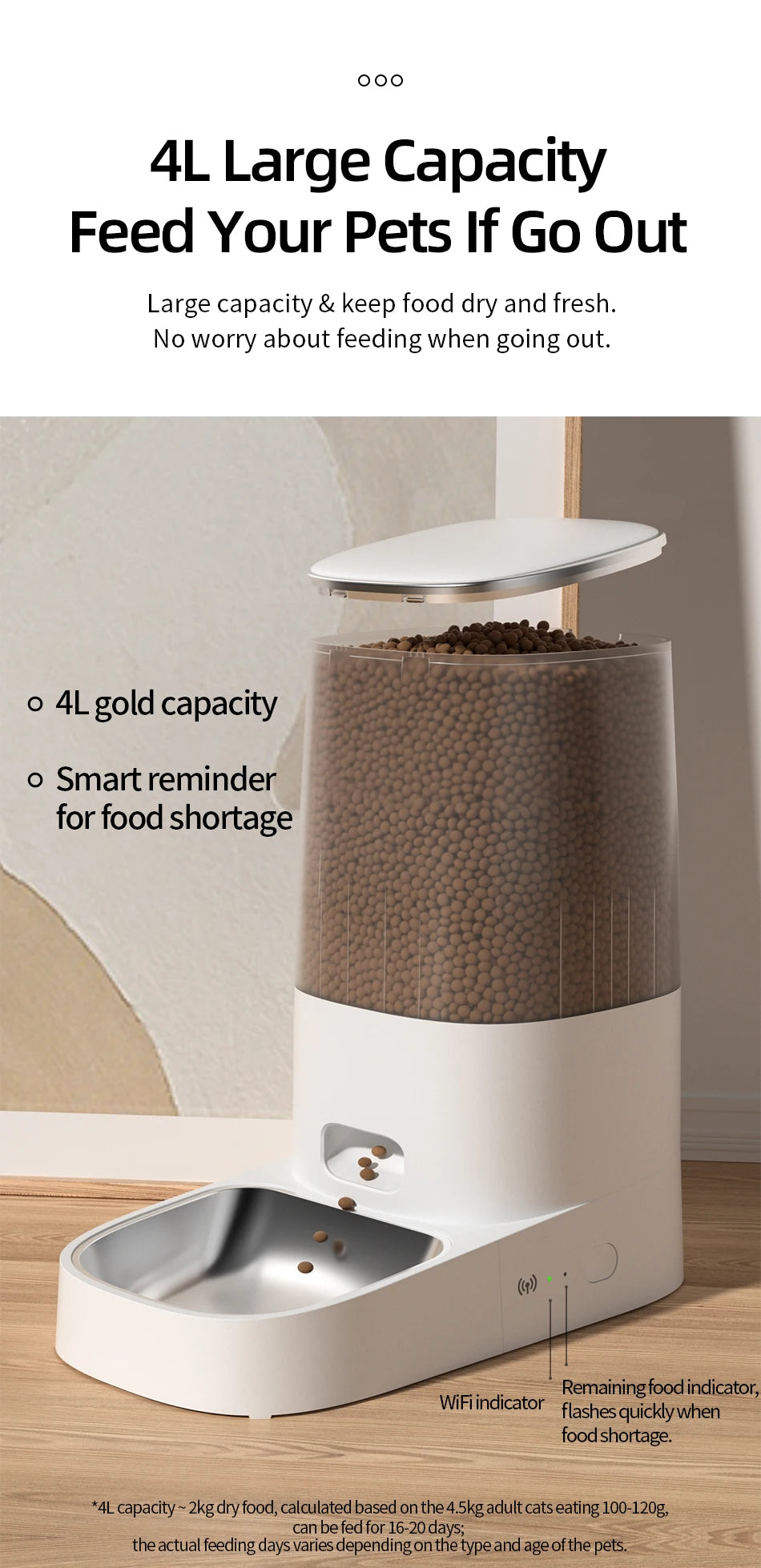 ROJECO Smart WiFi Automatic Pet Feeder
