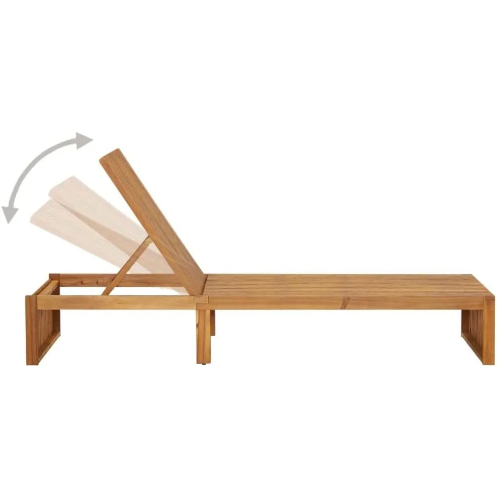Solid Acacia Wood Adjustable Folding Sun Lounger for Outdoor