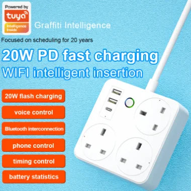 Smart WiFi Power Strip with 4 Plugs & 4 USB