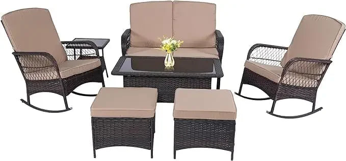 Outdoor Rattan Patio Furniture Set – Loveseat & Chairs