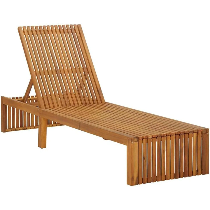 Solid Acacia Wood Adjustable Folding Sun Lounger for Outdoor