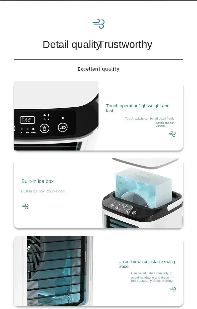 Portable Desktop Air Conditioner Fan with Dual Spray & Night Light