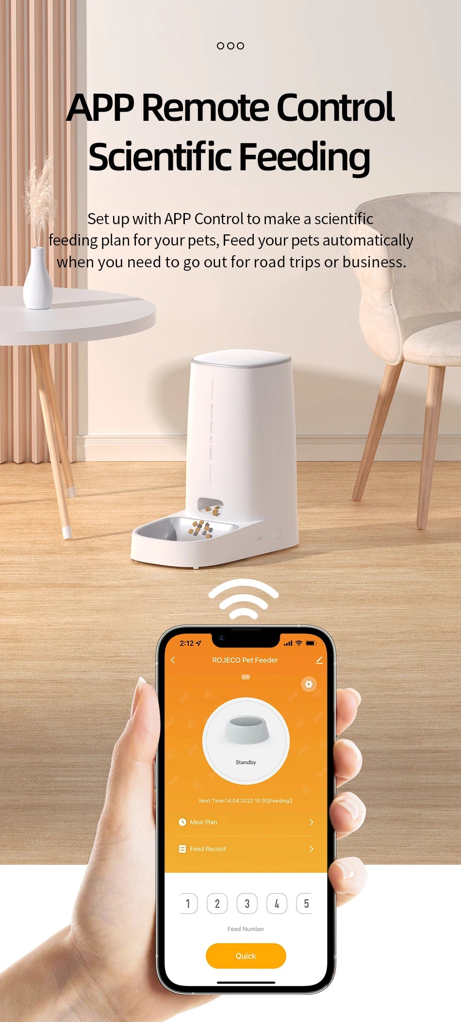 ROJECO Smart WiFi Automatic Pet Feeder