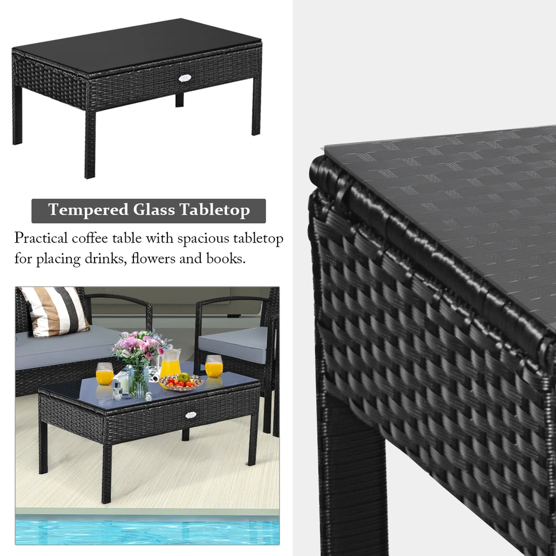 4PCS Patio Rattan Furniture Set – Garden Deck Set