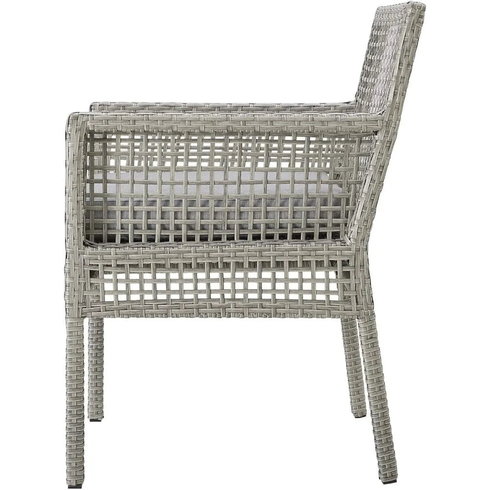 Modern Rattan Patio Armchair – Grey