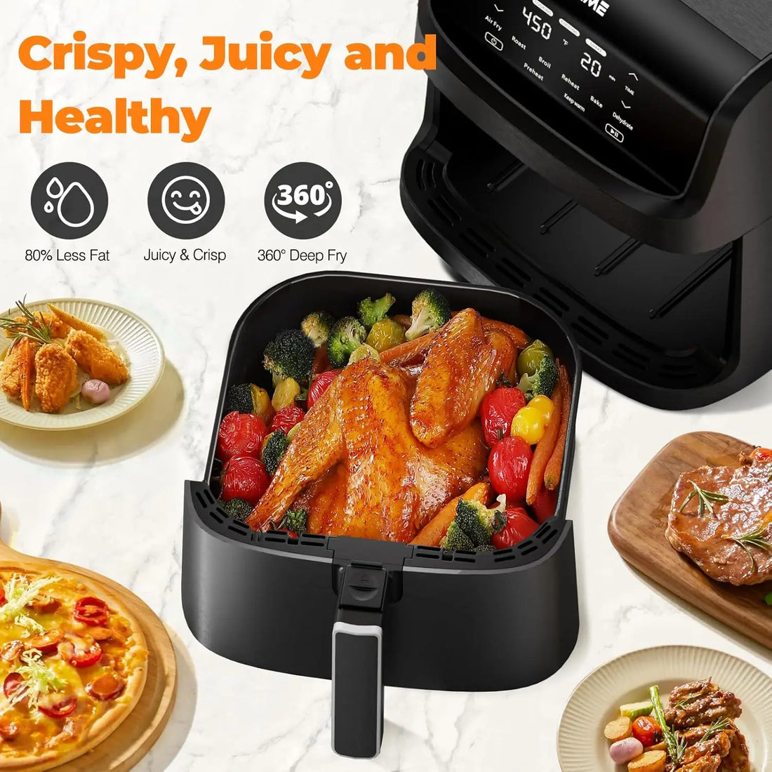 7.2QT Large Air Fryer with LCD Touch