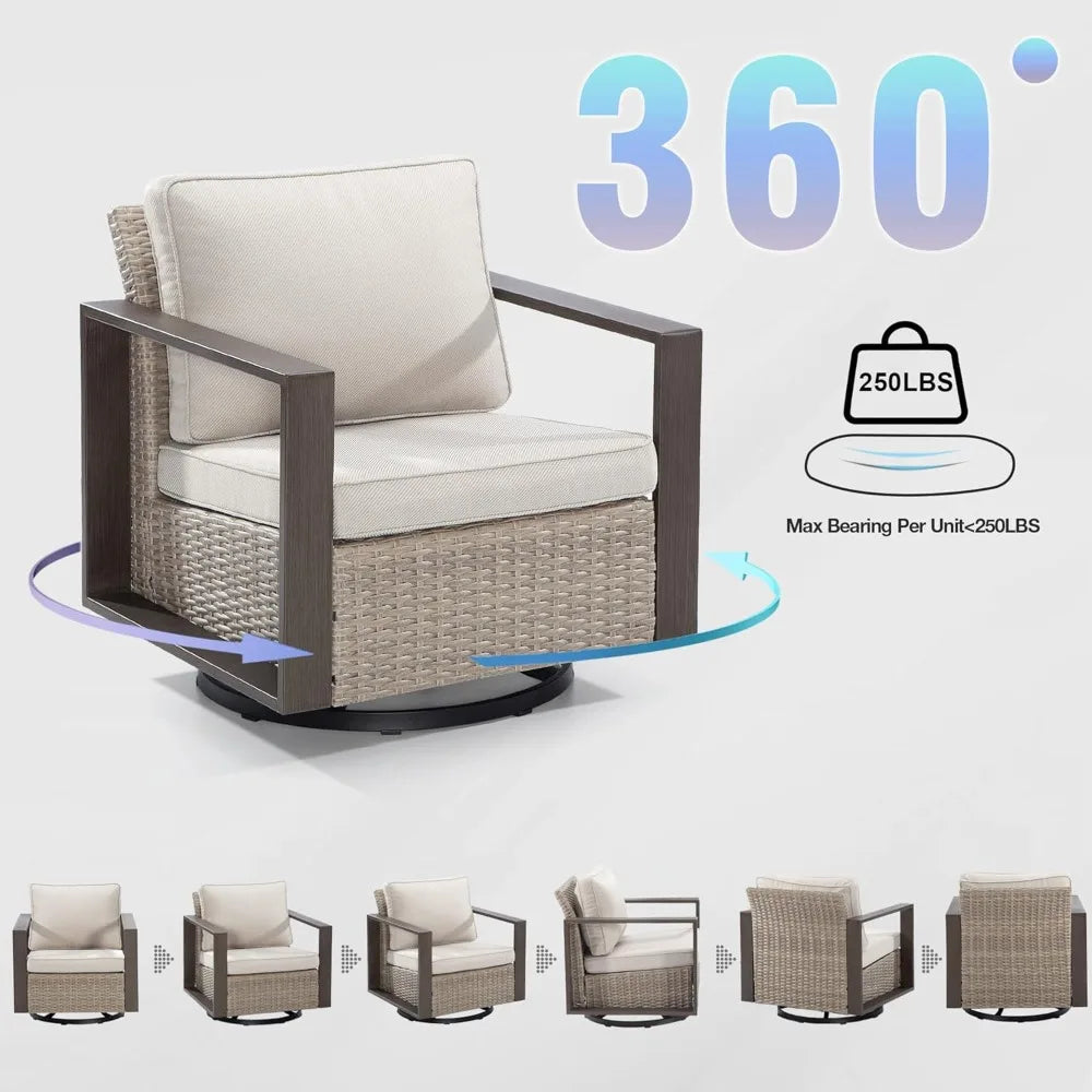3-Piece Outdoor Swivel Rocker Patio Chair Set with Coffee Table