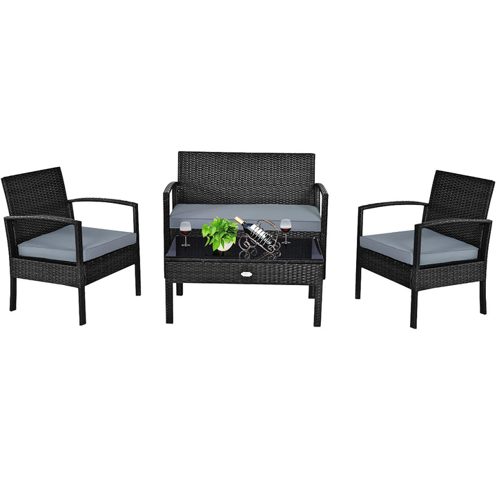 4PCS Patio Rattan Furniture Set – Garden Deck Set