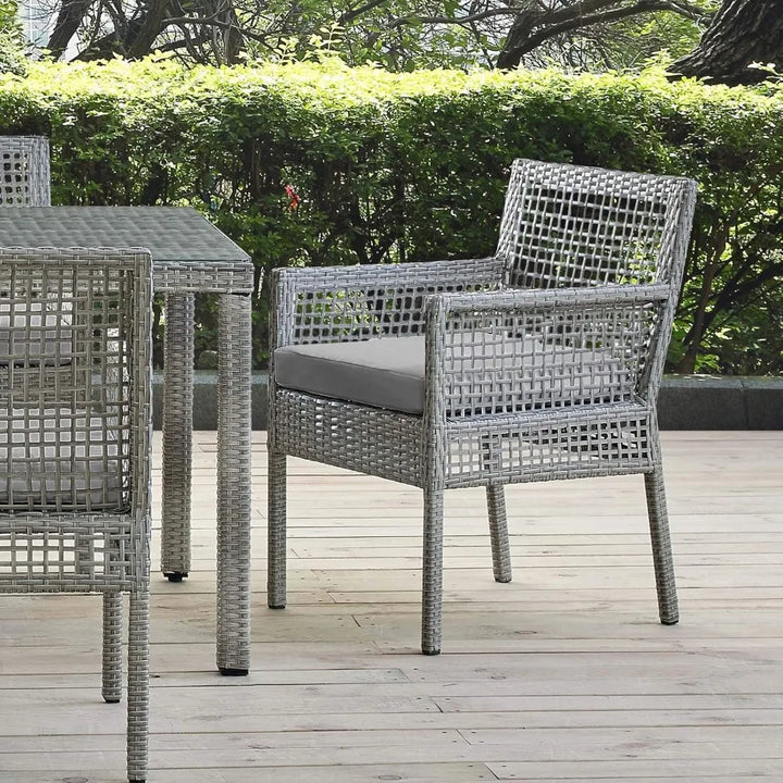 Modern Rattan Patio Armchair – Grey