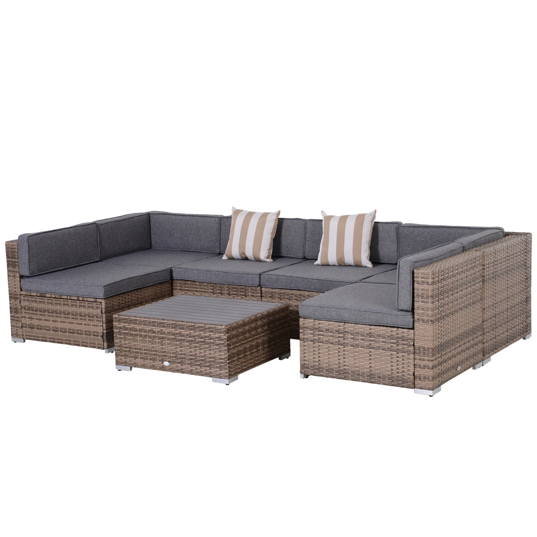 7PC Grey Rattan Modular Outdoor Sofa Set