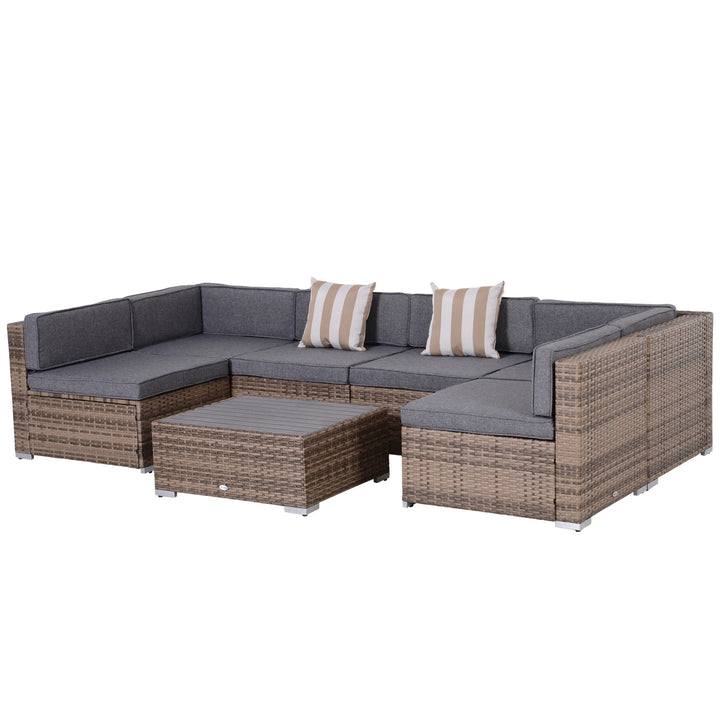7PC Grey Rattan Modular Outdoor Sofa Set