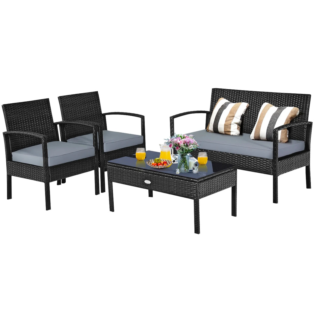 4PCS Patio Rattan Furniture Set – Garden Deck Set