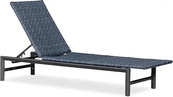Outdoor Rattan Chaise Lounge Adjustable Recliner