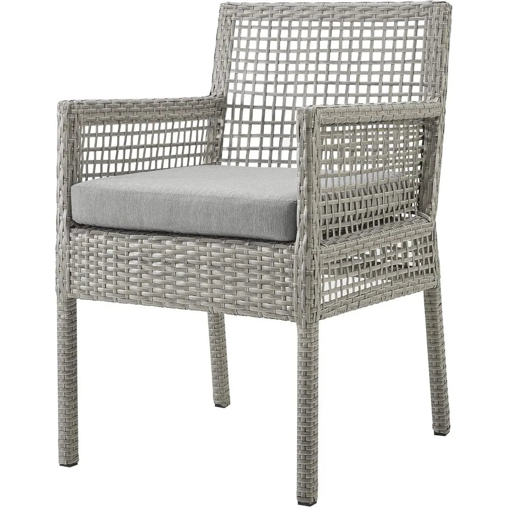 Modern Rattan Patio Armchair – Grey