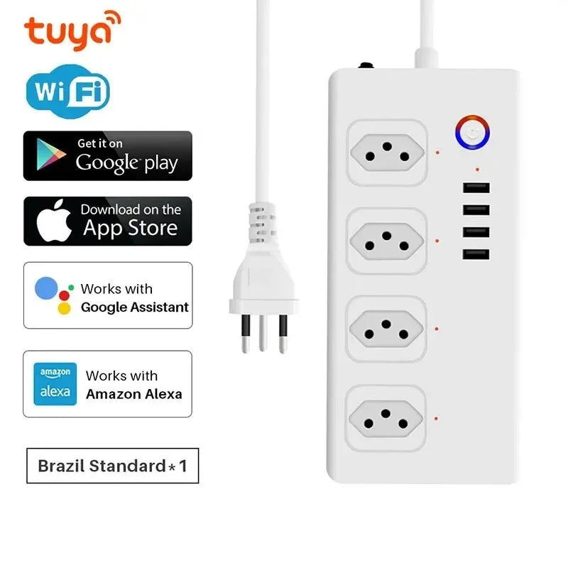 Smart WiFi Power Strip with 4 Plugs & 4 USB