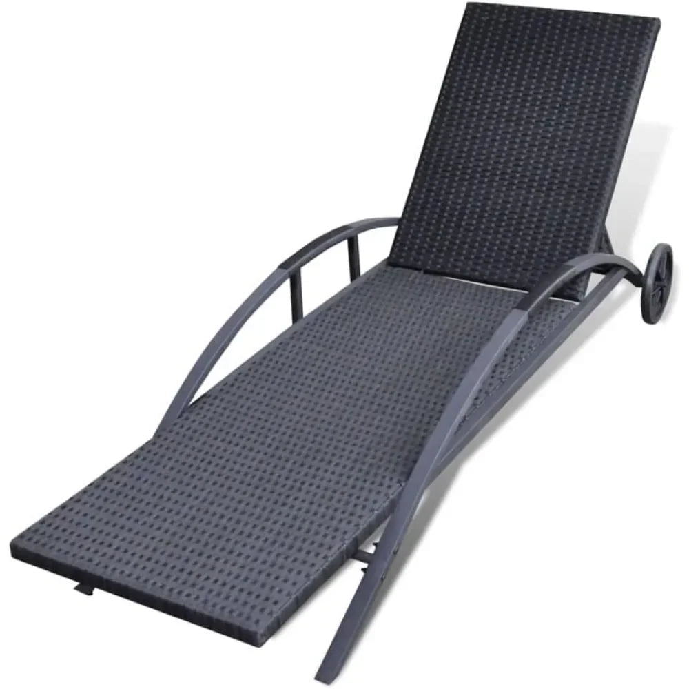 Adjustable Rattan Sun Lounger with Cushion