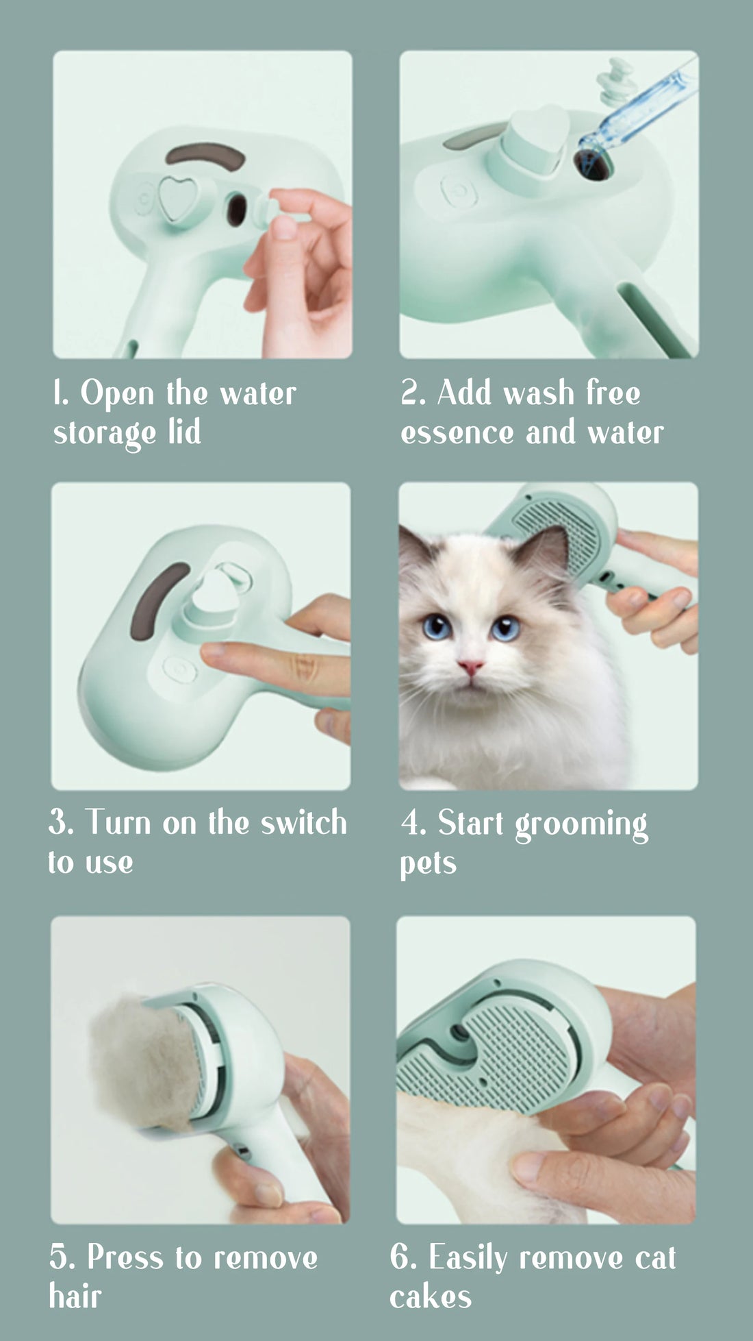 Pet Steam Massage Hair Removal Comb
