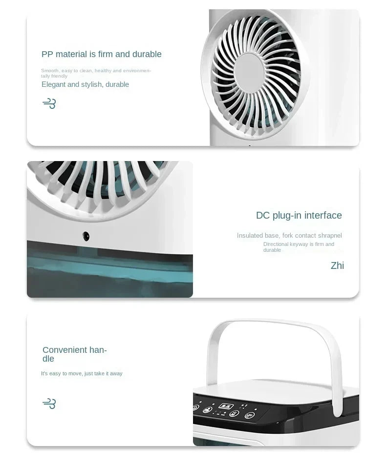 Portable Desktop Air Conditioner Fan with Dual Spray & Night Light