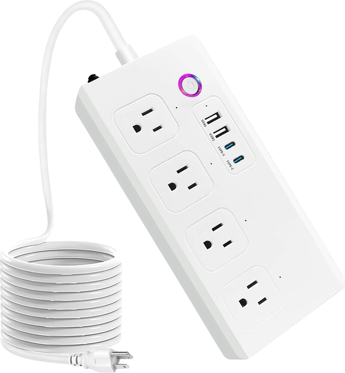 Smart WiFi Power Strip with 4 Plugs & 4 USB