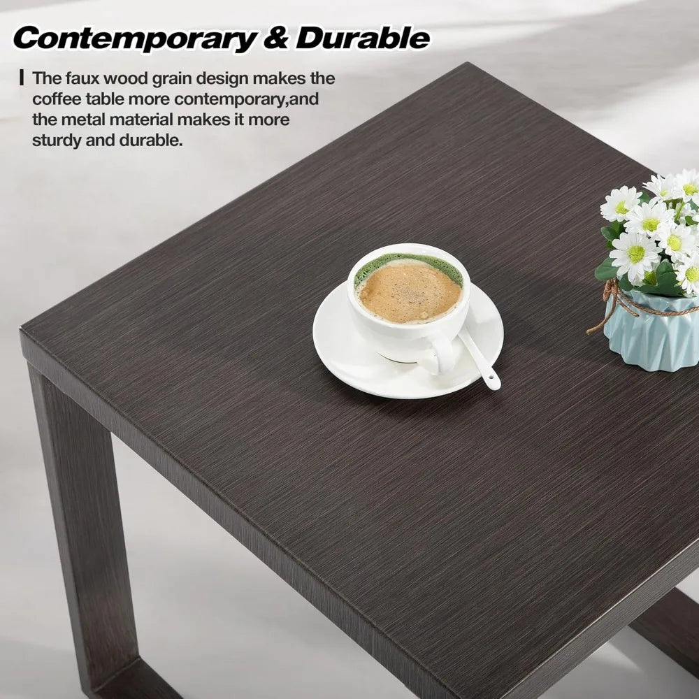 3-Piece Outdoor Swivel Rocker Patio Chair Set with Coffee Table