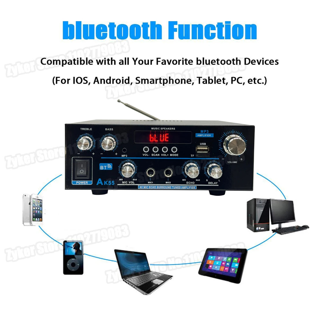AK55 HiFi Bluetooth Audio Amplifier
