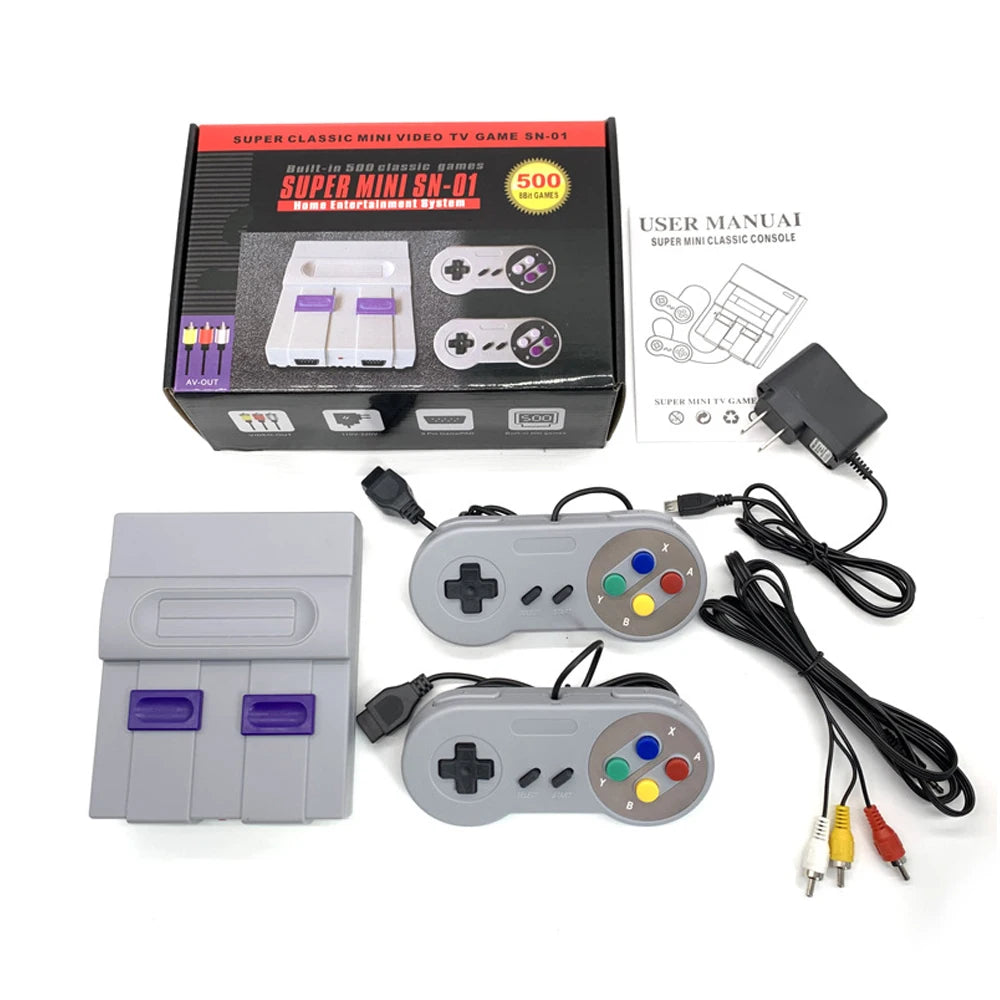 Super Mini SN-01 Retro Gaming Mini Console with 500 Games and 2 Controllers