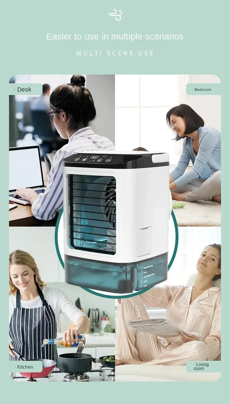 Portable Desktop Air Conditioner Fan with Dual Spray & Night Light