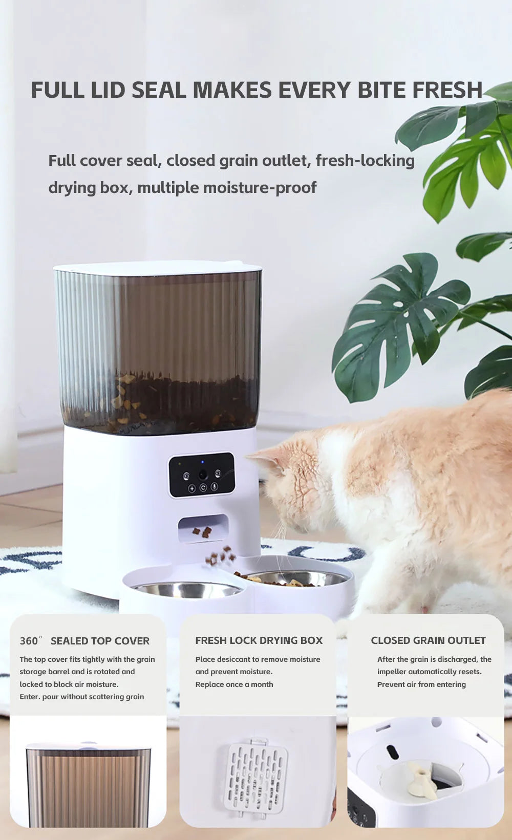 5L Smart Cat Feeder with Camera & Double Bowls