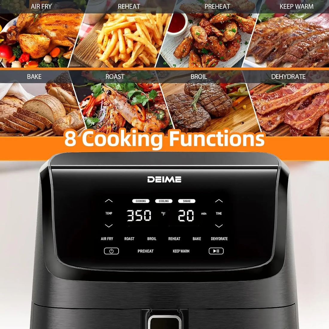 7.2QT Large Air Fryer with LCD Touch