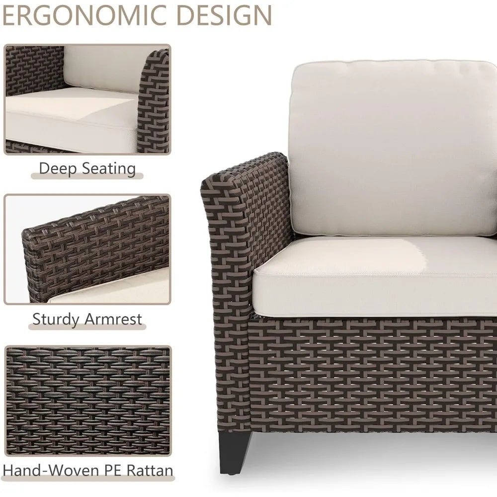3PC Rattan Swivel Patio Furniture Set – Chairs & Side Table