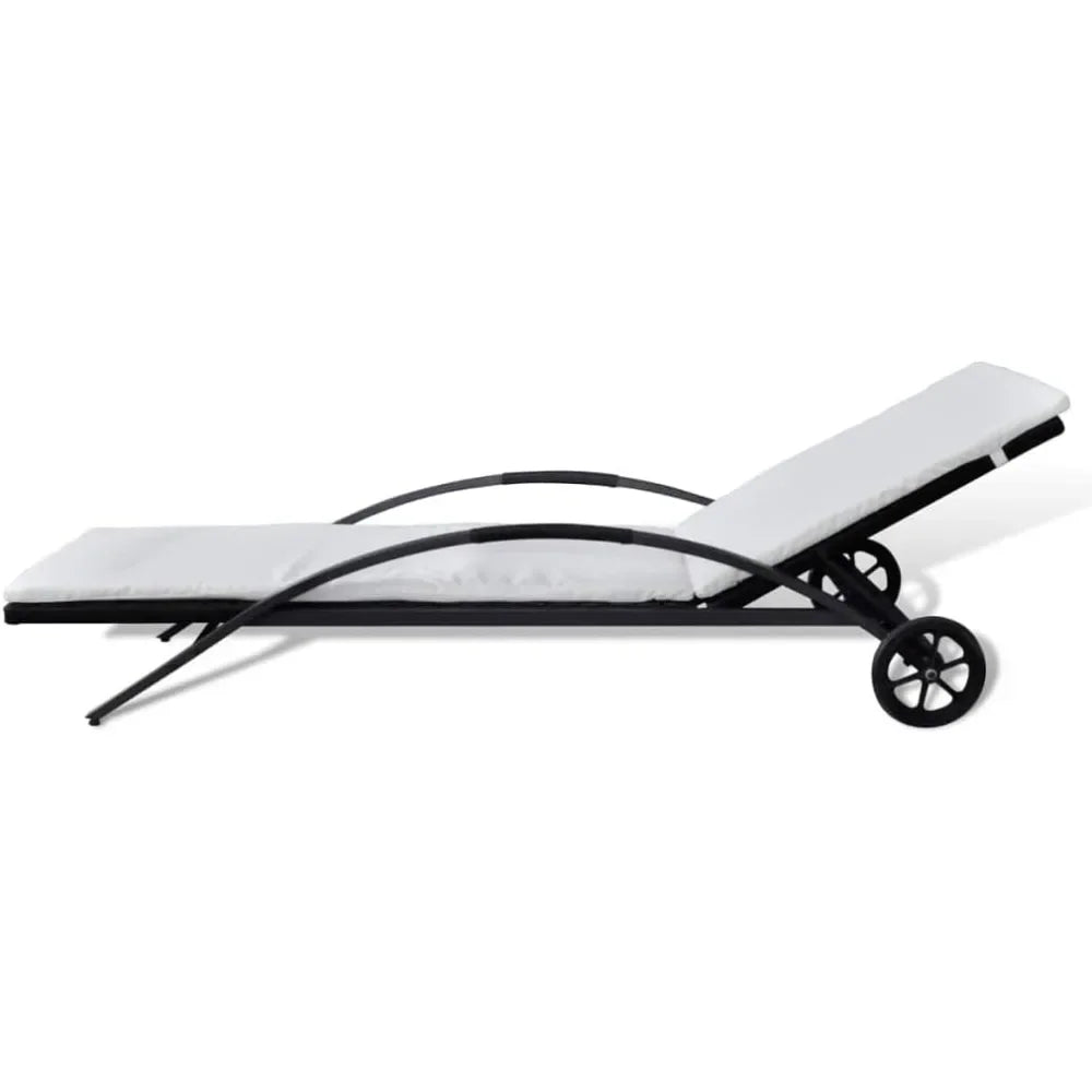Adjustable Rattan Sun Lounger with Cushion